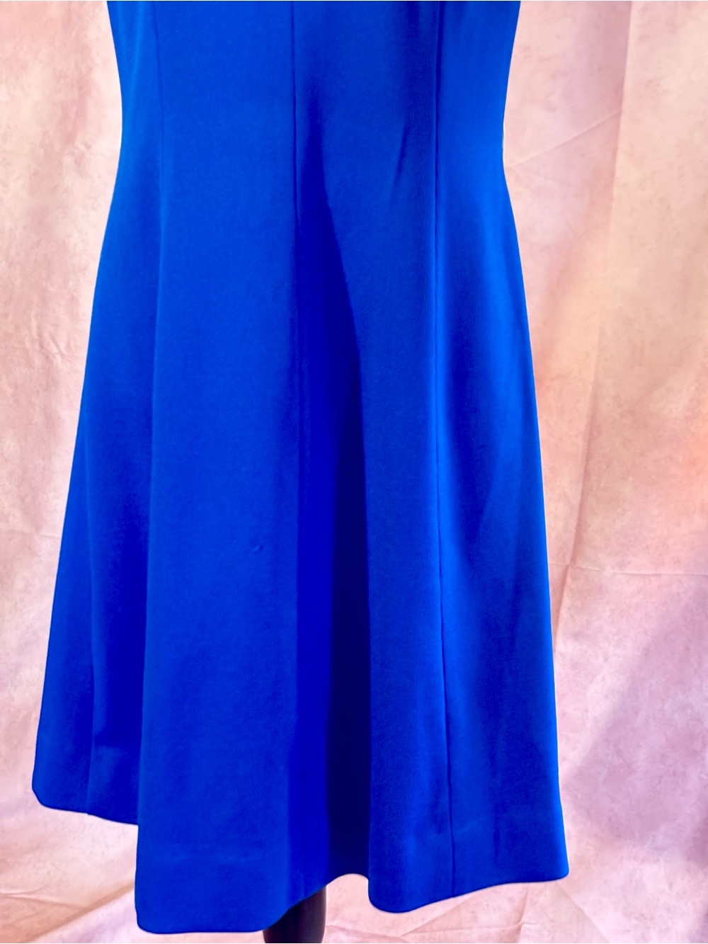 Vintage 60s 70s Butte Knit Royal Blue Mod Fit & Flare Dress Sleeveless Trim M/L - Picture 6 of 16